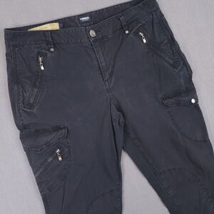 Tribal DeNIME Celine Cargo Pants Womens 10 Black Corduroy Utility Moto